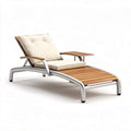 Tuinligstoel met aluminium frame en houten accenten 180 x 70 x 40cm