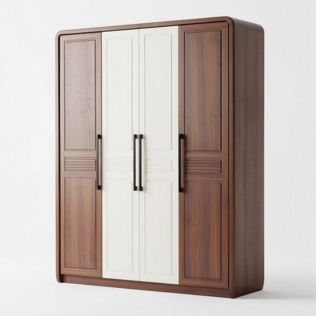 Kast van gelamineerd hout met drie deuren in bruin en wit 180 x 90 x 40cm