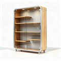 glazen vitrinekast van bamboe met aluminium frame 100 x 50 x 150cm