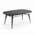 Eettafel van zwart hout met glanzende metalen poten 160 x 80 x 75cm