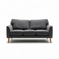 Tweepersoonsbank van stof in antraciet met houten poten 190 x 85 x 85cm