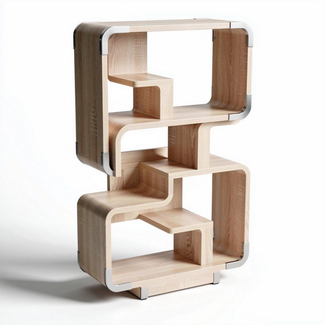 Houten boekenplank met moderne ontwerp 80 x 40 x 120 cm naturel kleur
