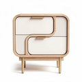 Moderne kast van hout met witte lades en gouden handgrepen 60 x 40 x 45cm