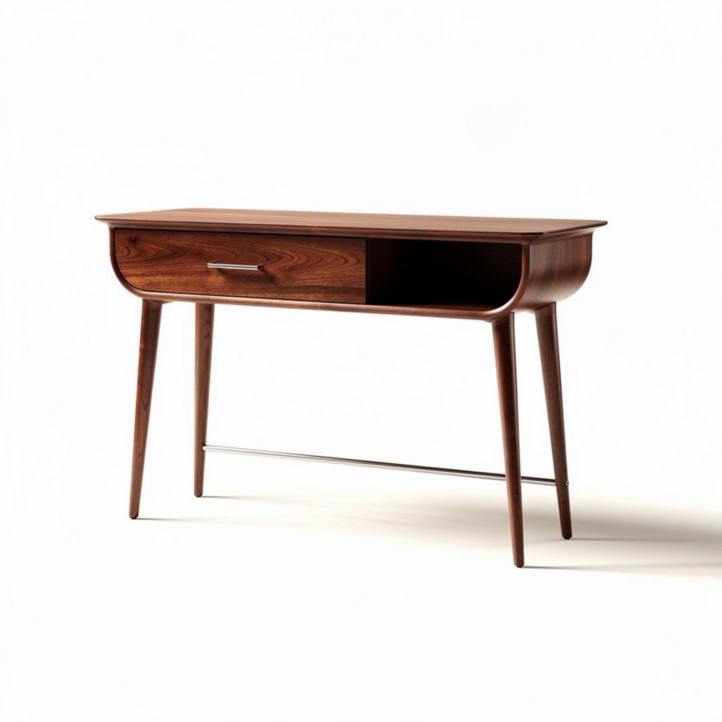 houten bureau met lade en open opbergvak 120 x 60 x 75 cm marron