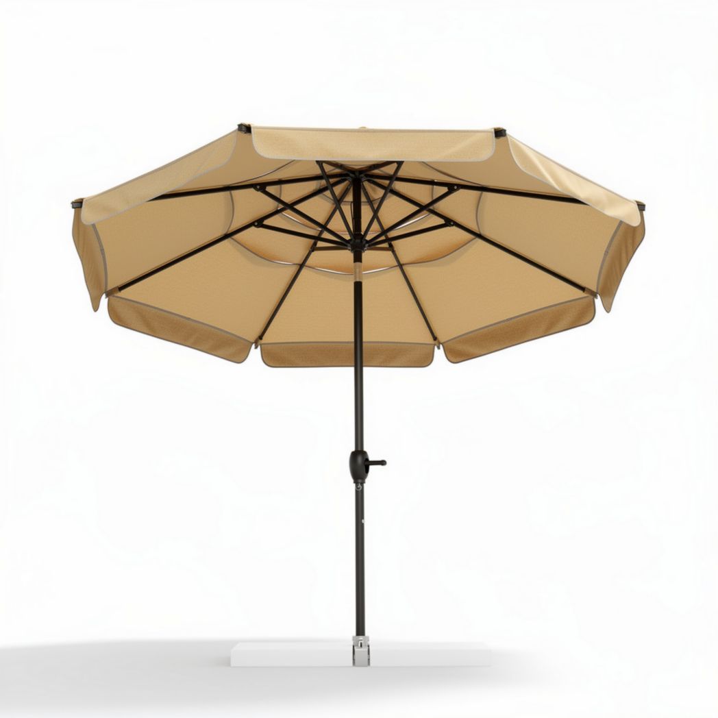 Parasoll van polyester in zandkleur 200 x 200 x 250cm met metalen frame